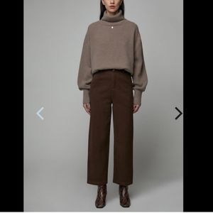 Oak + Fort Chocolate Brown high waisted straight leg stretch pants Size 6